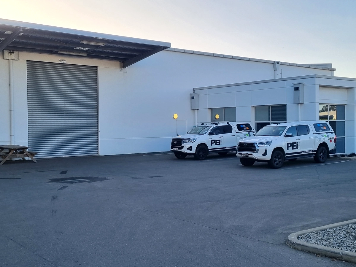 Outside of Valvetechs industrial valve engineering workshop in Rolleston Christchurch,
